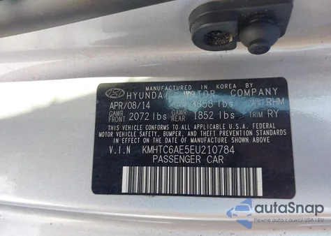 2014 Hyundai Veloster Turbo W/Black из США, поврежденный, VIN KMHTC6AE5EU210784